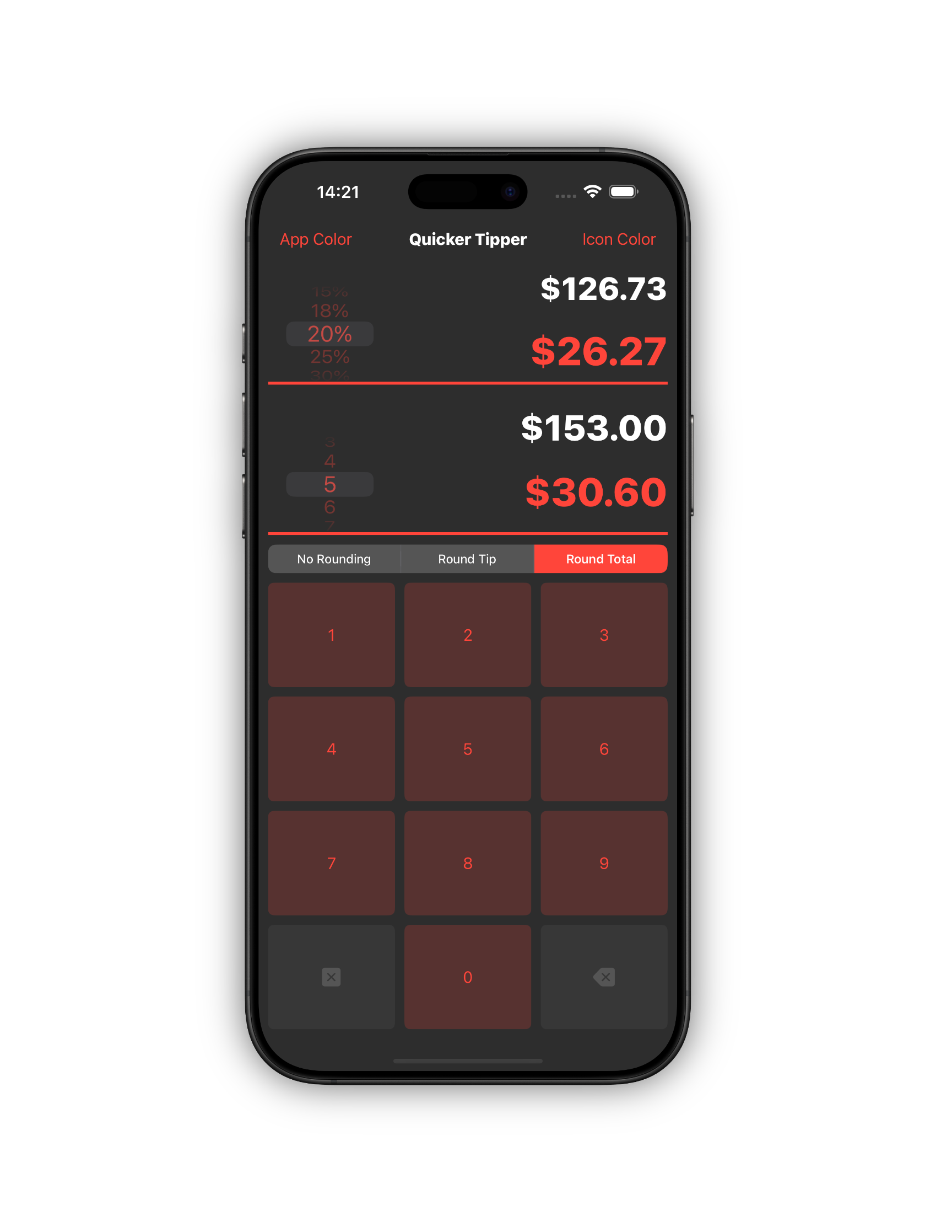 Quicker Tipper app screen